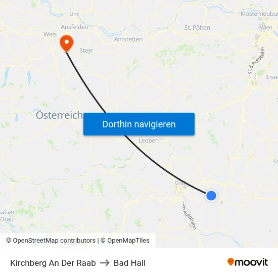 Kirchberg An Der Raab to Bad Hall map
