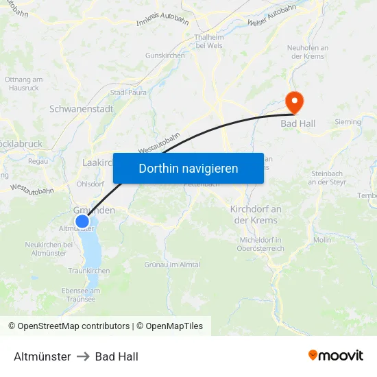 Altmünster to Bad Hall map