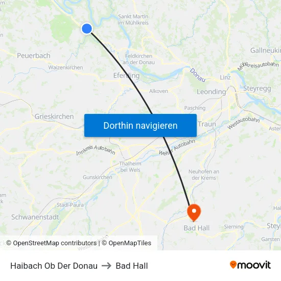 Haibach Ob Der Donau to Bad Hall map