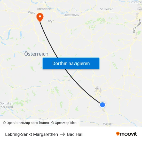Lebring-Sankt Margarethen to Bad Hall map