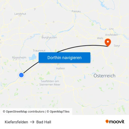 Kiefersfelden to Bad Hall map