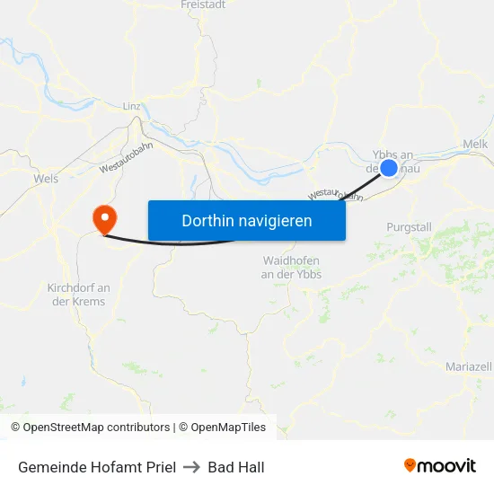 Gemeinde Hofamt Priel to Bad Hall map