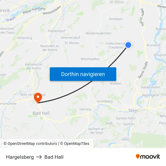 Hargelsberg to Bad Hall map