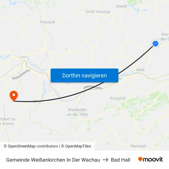 Gemeinde Weißenkirchen In Der Wachau to Bad Hall map