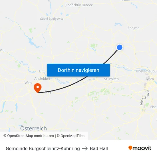 Gemeinde Burgschleinitz-Kühnring to Bad Hall map