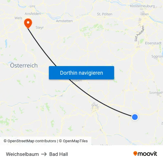 Weichselbaum to Bad Hall map