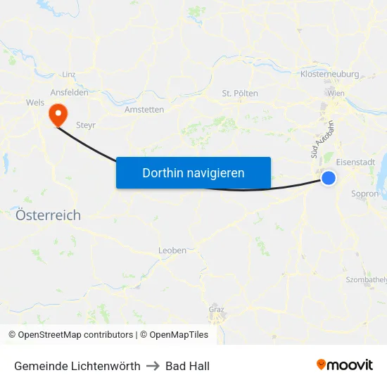 Gemeinde Lichtenwörth to Bad Hall map