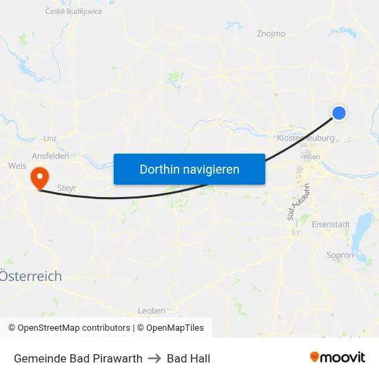 Gemeinde Bad Pirawarth to Bad Hall map