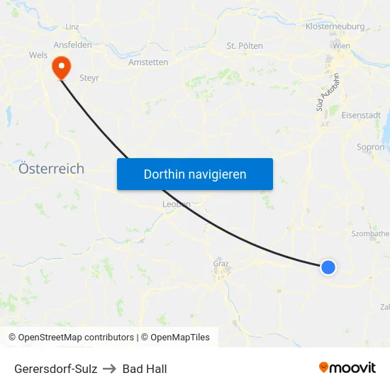 Gerersdorf-Sulz to Bad Hall map