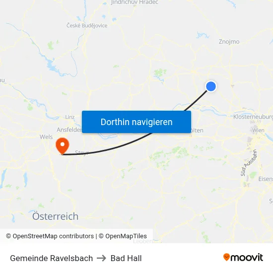 Gemeinde Ravelsbach to Bad Hall map