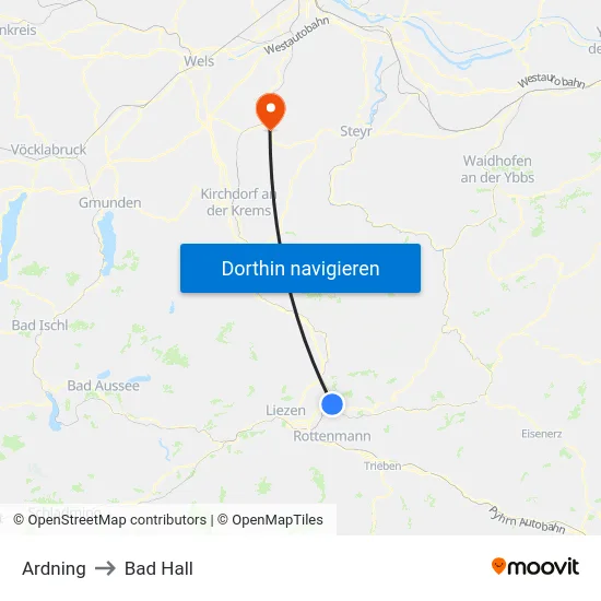 Ardning to Bad Hall map