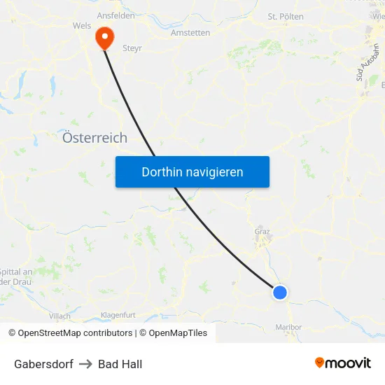 Gabersdorf to Bad Hall map