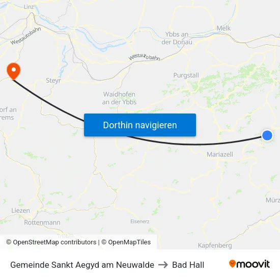 Gemeinde Sankt Aegyd am Neuwalde to Bad Hall map