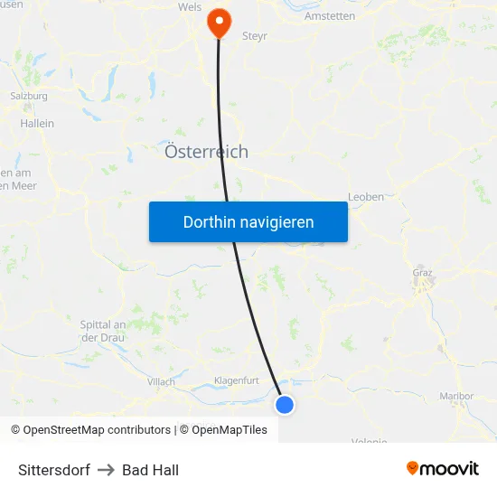 Sittersdorf to Bad Hall map