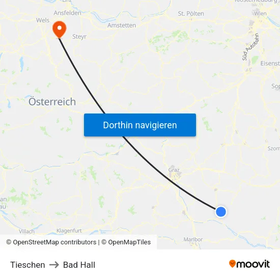 Tieschen to Bad Hall map