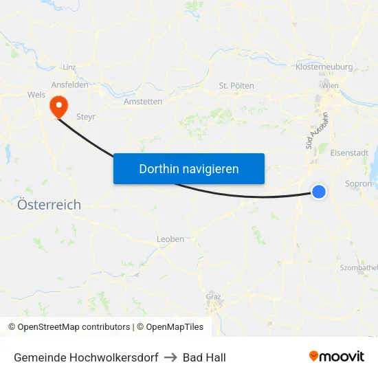 Gemeinde Hochwolkersdorf to Bad Hall map