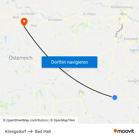 Königsdorf to Bad Hall map