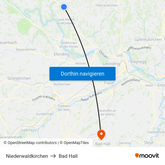 Niederwaldkirchen to Bad Hall map