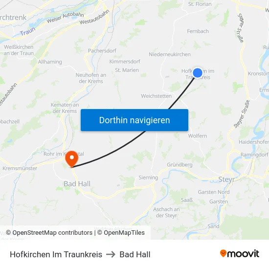 Hofkirchen Im Traunkreis to Bad Hall map