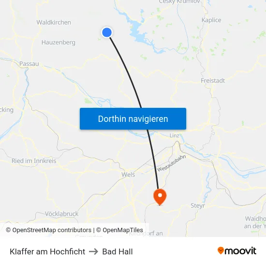 Klaffer am Hochficht to Bad Hall map
