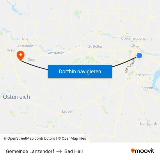 Gemeinde Lanzendorf to Bad Hall map