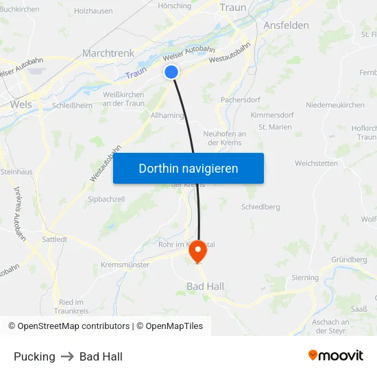 Pucking to Bad Hall map