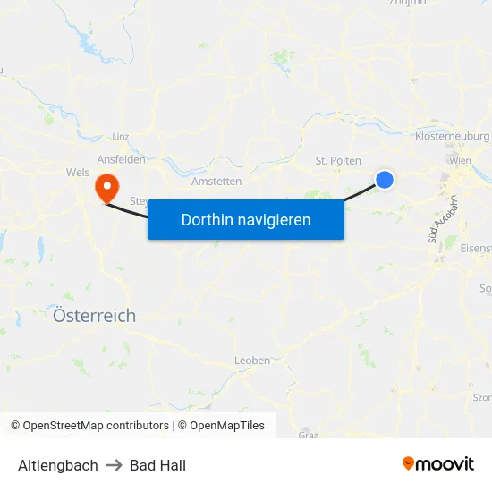 Altlengbach to Bad Hall map