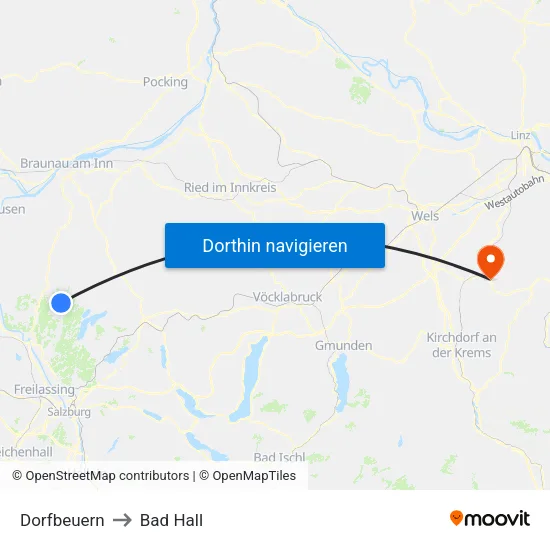 Dorfbeuern to Bad Hall map