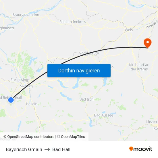 Bayerisch Gmain to Bad Hall map