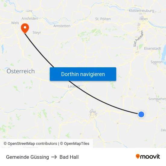Gemeinde Güssing to Bad Hall map