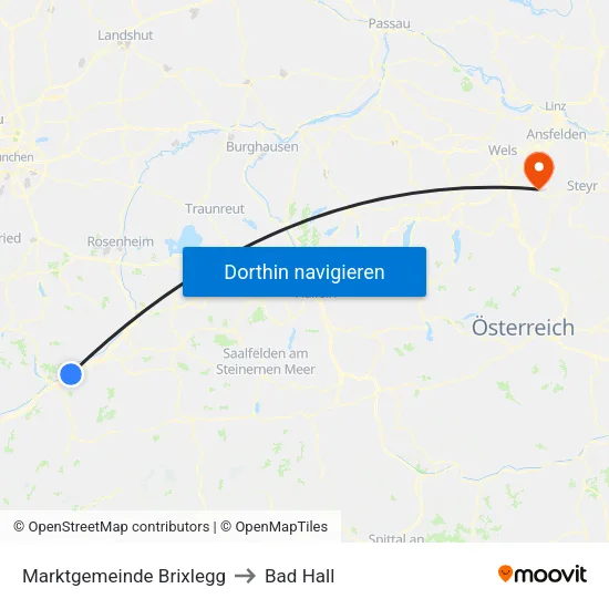 Marktgemeinde Brixlegg to Bad Hall map
