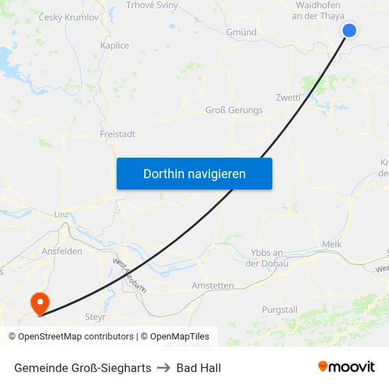 Gemeinde Groß-Siegharts to Bad Hall map