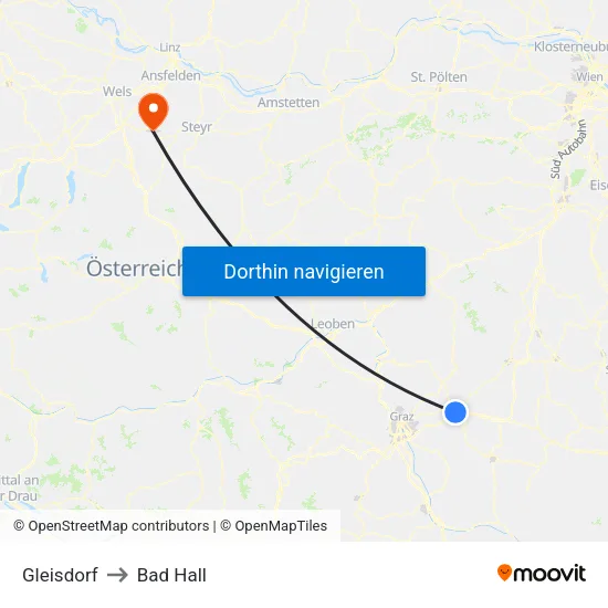 Gleisdorf to Bad Hall map