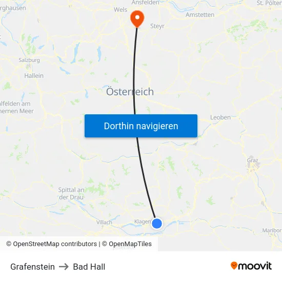 Grafenstein to Bad Hall map