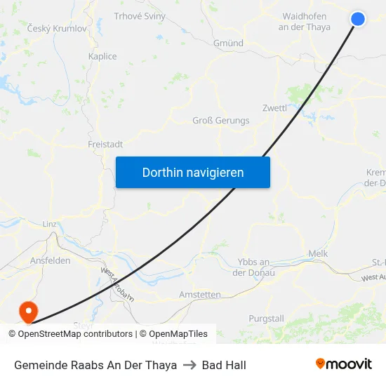 Gemeinde Raabs An Der Thaya to Bad Hall map