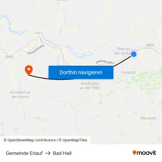 Gemeinde Erlauf to Bad Hall map