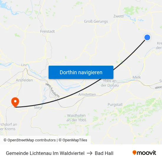 Gemeinde Lichtenau Im Waldviertel to Bad Hall map
