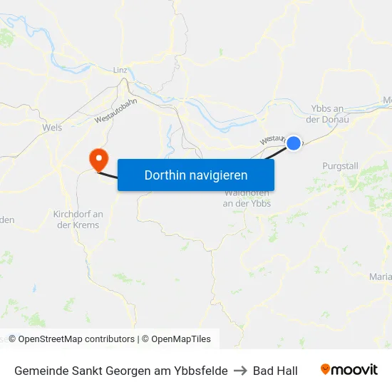 Gemeinde Sankt Georgen am Ybbsfelde to Bad Hall map