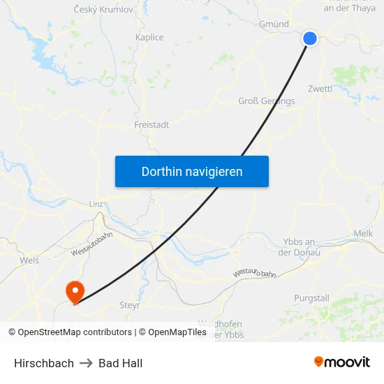 Hirschbach to Bad Hall map