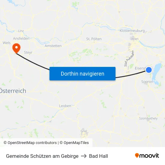 Gemeinde Schützen am Gebirge to Bad Hall map