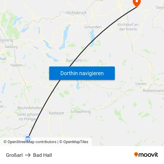 Großarl to Bad Hall map