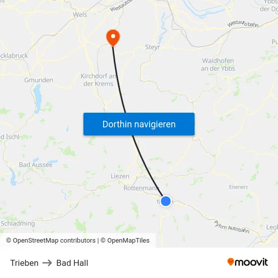 Trieben to Bad Hall map