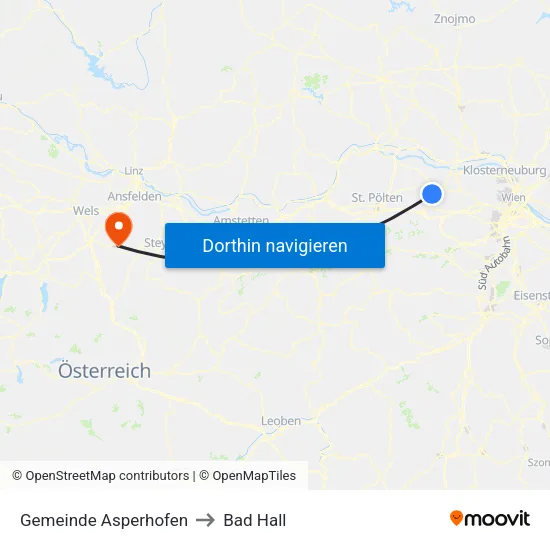 Gemeinde Asperhofen to Bad Hall map