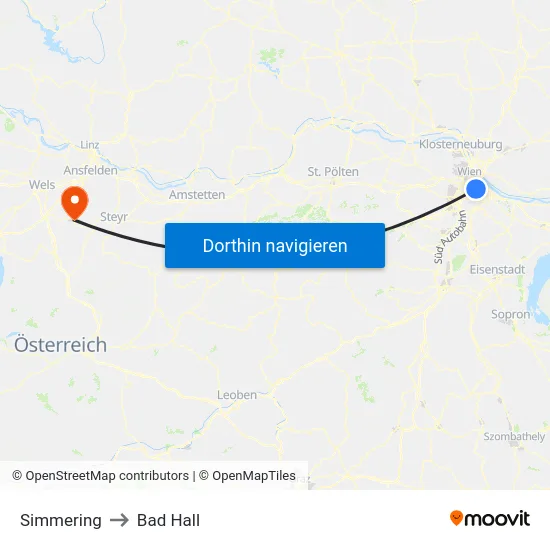 Simmering to Bad Hall map