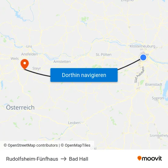 Rudolfsheim-Fünfhaus to Bad Hall map