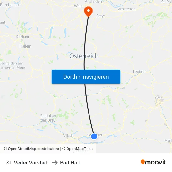 St. Veiter Vorstadt to Bad Hall map