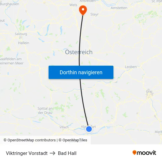 Viktringer Vorstadt to Bad Hall map