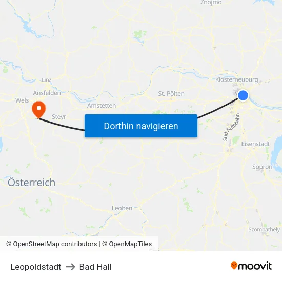 Leopoldstadt to Bad Hall map