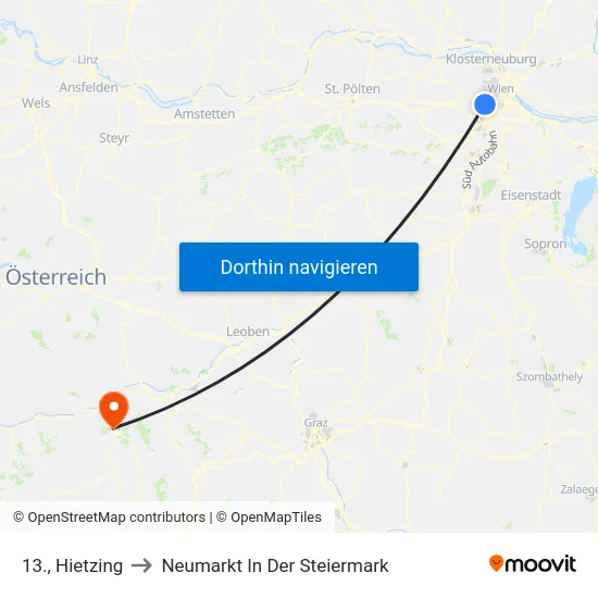 13., Hietzing to Neumarkt In Der Steiermark map