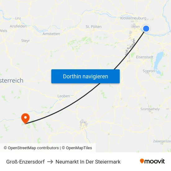 Groß-Enzersdorf to Neumarkt In Der Steiermark map